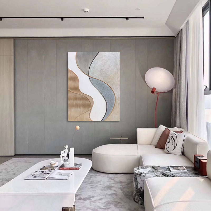 Simple modern line texture hand-painted oil painting