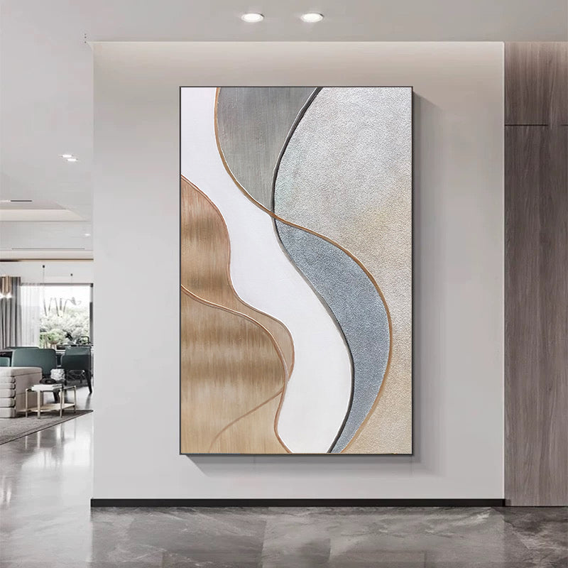 Simple modern line texture hand-painted oil painting