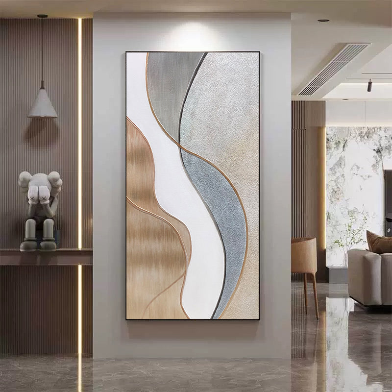 Simple modern line texture hand-painted oil painting