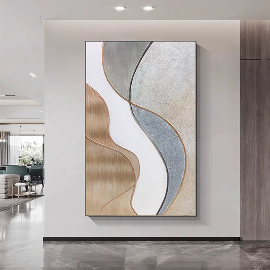 Simple modern line texture hand-painted oil painting